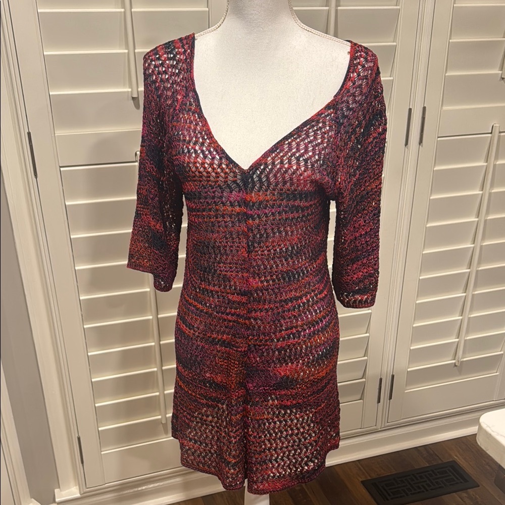 New Directions crocheted Multicolor Tunic